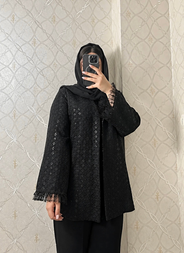 کت زنانه پاییزه مزونی با پارچه سوزن دوزی